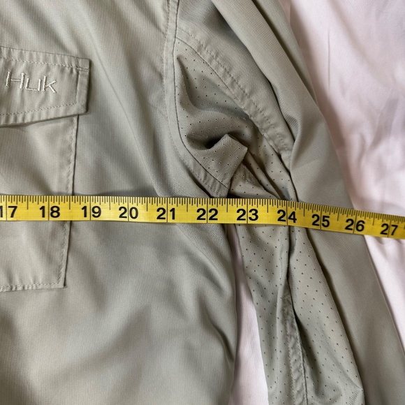 HUK Men's Tide Point Solid Long Sleeve Shirt Size XL - Green - Picture 4 of 5